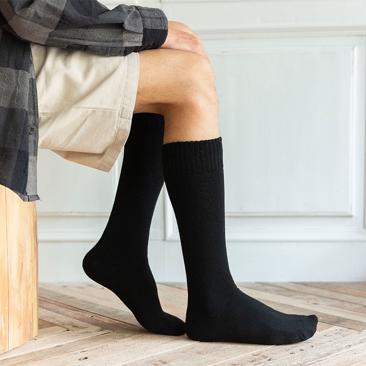 Men Long-barreled Terry Socks Thick Calf Socks Warm Winter Plus Velvet Socks Knee High Socks